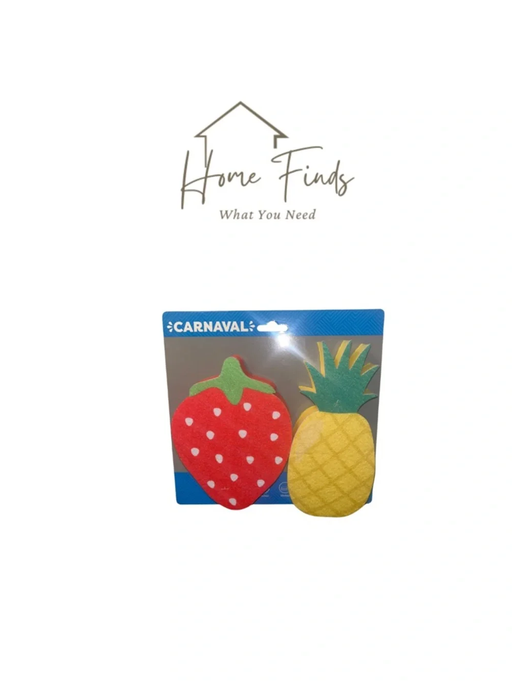 Fruit Sponge 2 Pack Red Strawberry & Yellow Pineapple